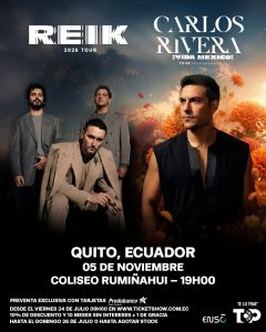 DOS GIGANTES DE LA MÚSICA MEXICANA, UN SOLO ESCENARIO. CARLOS RIVERA Y REIK. PREVENTA DESDE VIERNES 24 DE JULIO 1